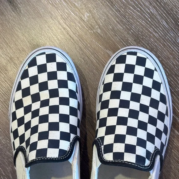 Vans Classic Checkered Slip-On Sneakers - Black and Cream - Picture 4 of 6
